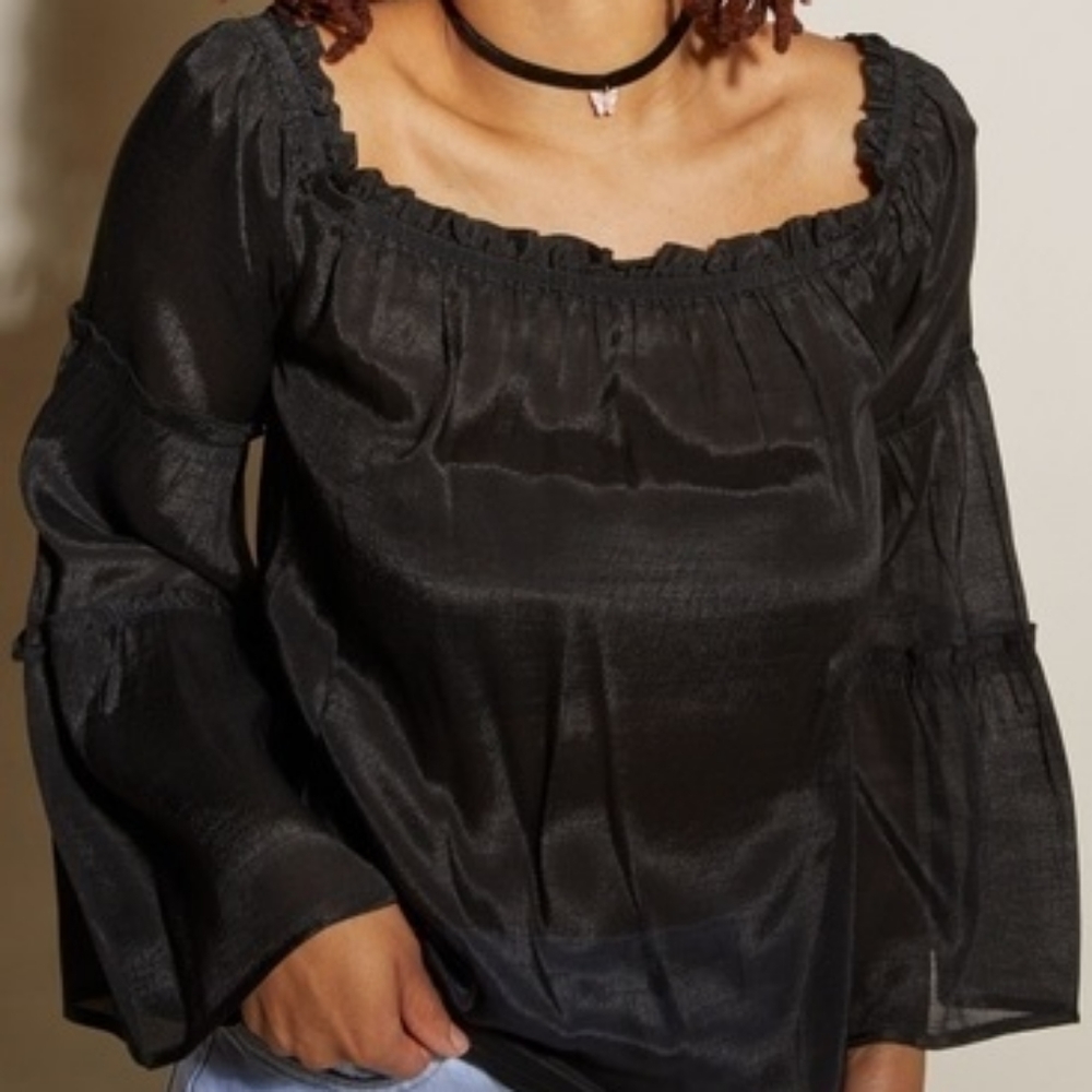 Black Oversized Bell Sleeve top